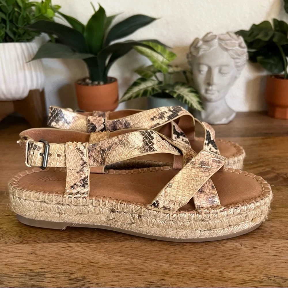 Madewell Malia Snakeskin Espadrille Sandals Size 6